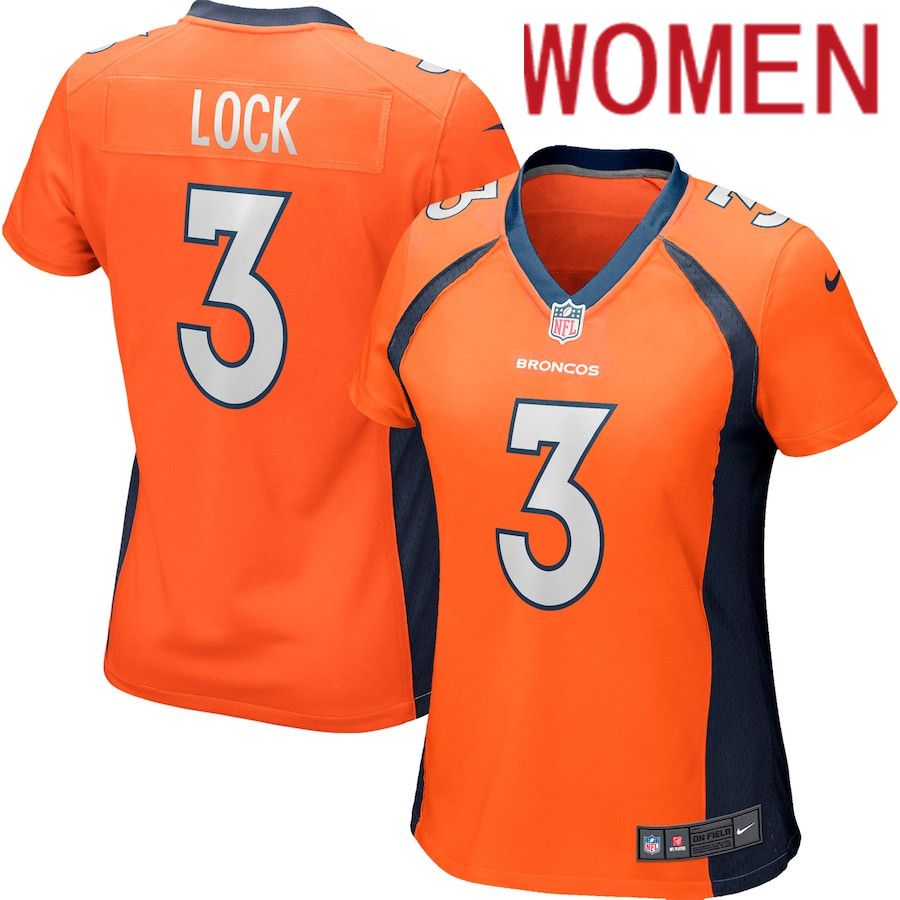 Women Denver Broncos 3 Drew Lock Nike Orange Game Player NFL Jersey